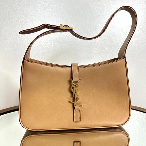 SAINT LAURENT Le 5 à 7 Leather Hobo in Vintage Brown Gold - Picture 7 of 16